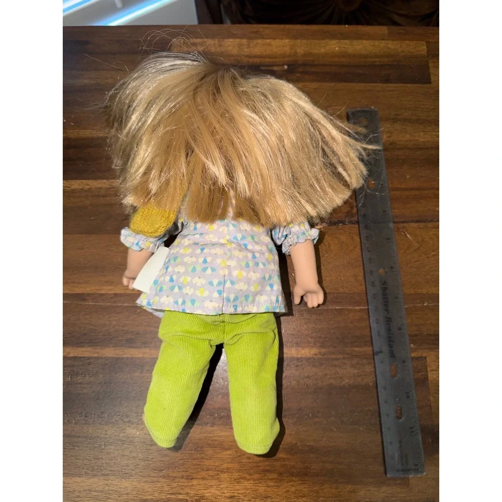 Moulin Roty Les Coquettes Doll Blonde Hair Freckles Floral Tunic Green Pants 10